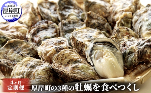 先行予約 厚岸町の3種の牡蠣を食べつくし 4ヶ月 定期便 牡蠣 カキ 食べ比べ 965185 - 北海道厚岸町