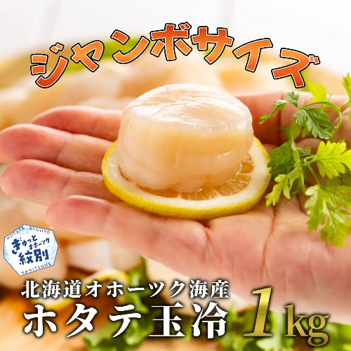 30-125 北海道オホーツク海産ホタテ玉冷ジャンボサイズ(1kg) 96982 - 北海道紋別市