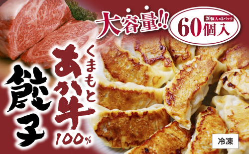熊本県産 くまもとあか牛 100％ 餃子 60個 （20個×3） ギョウザ ぎょうざ GI認証 あか牛 赤牛 ジューシー 野菜 牛肉 牛 肉 中華 惣菜 お肉 牛肉 冷凍 国産 熊本県 九州 973758 - 熊本県八代市