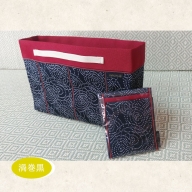 SA0222　【畳の縁で制作】バッグインバッグと名刺・カードケース　（渦巻）
