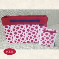 SA0558　【畳の縁で制作】バッグインバッグと名刺・カードケース（赤水玉）