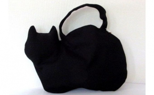 ネコ型帆布トートバッグ　黒猫 976957 - 埼玉県鳩山町