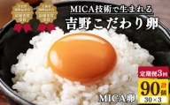 【定期便3回】 吉野こだわり卵 MICA卵 1箱 L寸（30個x3回）