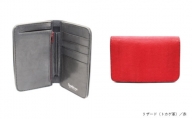 エキゾチックレザーを使用「オールレザーの二つ折り財布 (全8色)」 (カラー：リザード(赤))