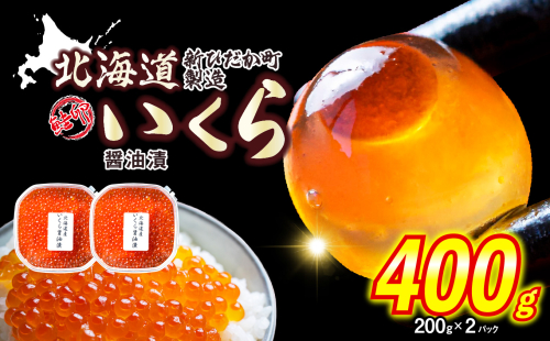 ＜ 12月にお届け ＞ 北海道産 いくら 醤油漬 400g （ 200g × 2パック ） ＜予約商品 ＞ イクラ いくら丼 海鮮丼 鮭卵 魚介 海鮮 海産物 991814 - 北海道新ひだか町