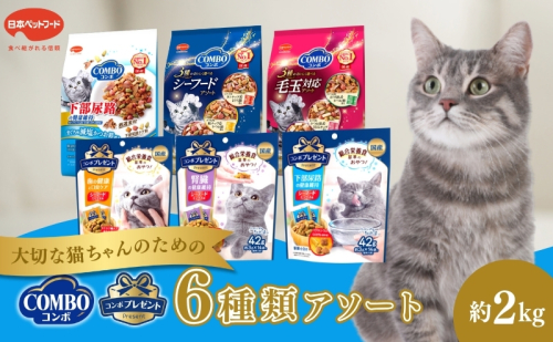 キャットフード：コンボ6種類アソート 日本ペットフード ネコ 猫 愛猫 ケア ペット えさ セット 健康 栄養  猫用 厳選素材 ドライフード おやつ 毛玉 口臭ケア 腎臓の健康維持 下部尿路の健康維持  996885 - 静岡県袋井市