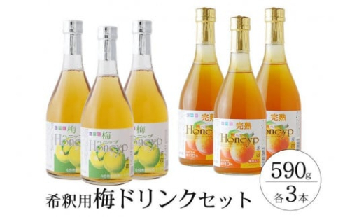 希釈用梅ドリンク 梅ハニップ 完熟梅ハニップ 各3本セット 997814 - 和歌山県上富田町
