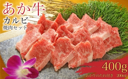 あか牛カルビ焼き肉セット (あか牛バラカルビ400g、あか牛のたれ200ml付き) 999410 - 熊本県八代市
