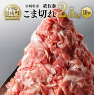 宮崎県産 放牧豚 こま切れ 10袋 計 2.5kg 【 豚肉 豚 肉 小間切れ 細切れ 炒め物 】