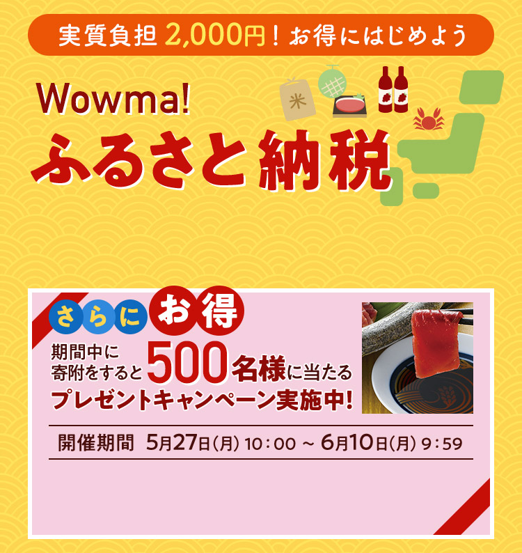 実質負担2,000円!お得にはじめよう Wowma!ふるさと納税