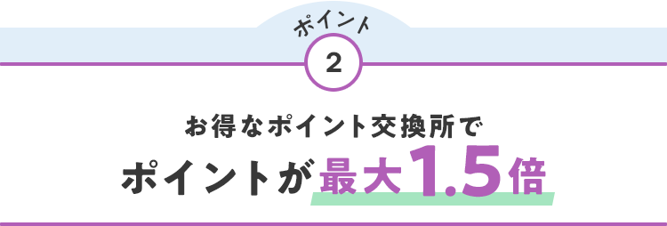 ポイント2 お得なポイント交換所でポイント最大1.5倍