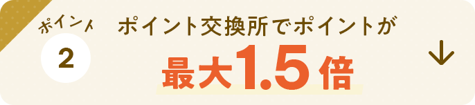 ポイント2　ポイント交換所でポイントが最大1.5倍