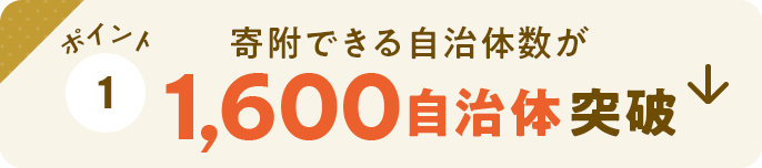 ポイント1　寄附できる自治体数が1,600自治体突破