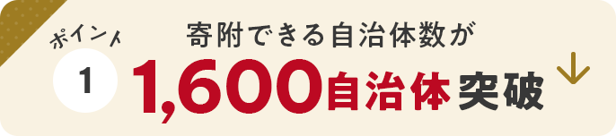 ポイント1　寄附できる自治体数が1,600自治体突破