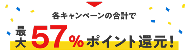 各キャンペーンの合計で最大57%ポイント還元！